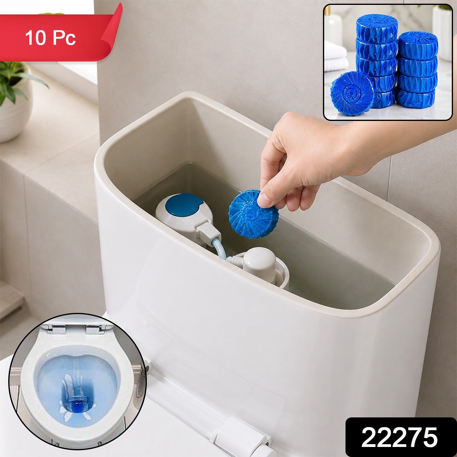 Blue Toilet Cleaner Tablets for Automatic Toilet Bowl Cleaning (10 Pc)