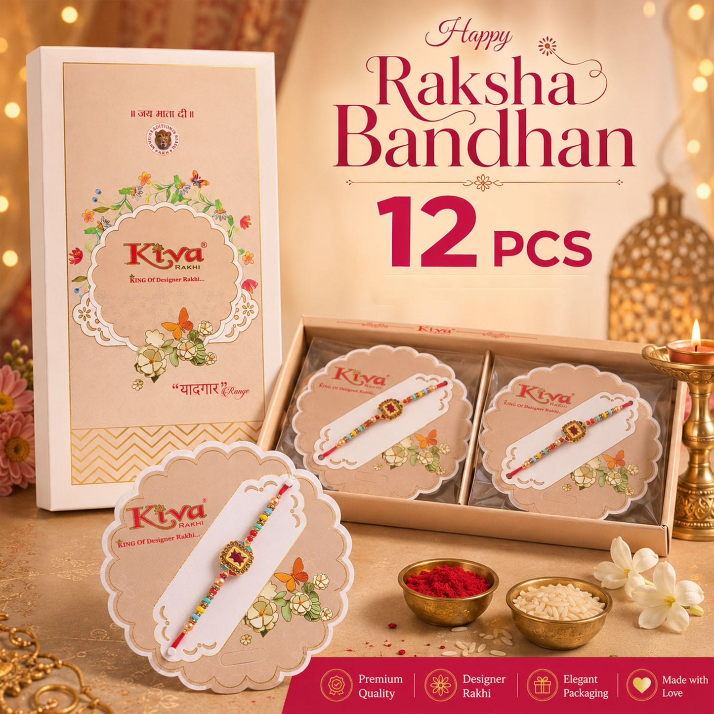 Maroon Stone Gold Kundan Border Designer Rakhi for Brother with Beads