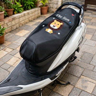 Scooter Seat Cover with Cartoon Lion Print and Elastic Edge, 60 cm (1 Pc)
