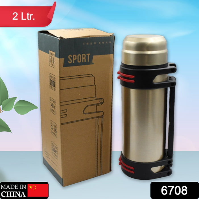 Portable Double Layer Stainless Steel Vacuum Flask Hot Screw-On Bottles for Outdoor for Camping for Sports, Travel (2 Ltr)
