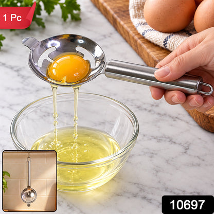 Stainless Steel Egg Yolk Separator with Long Handle for Baking Use (1 Pc)