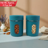 Premium Window Jar Set Airtight Kitchen Storage Jars with View Window (2 Pc Of 750ml)