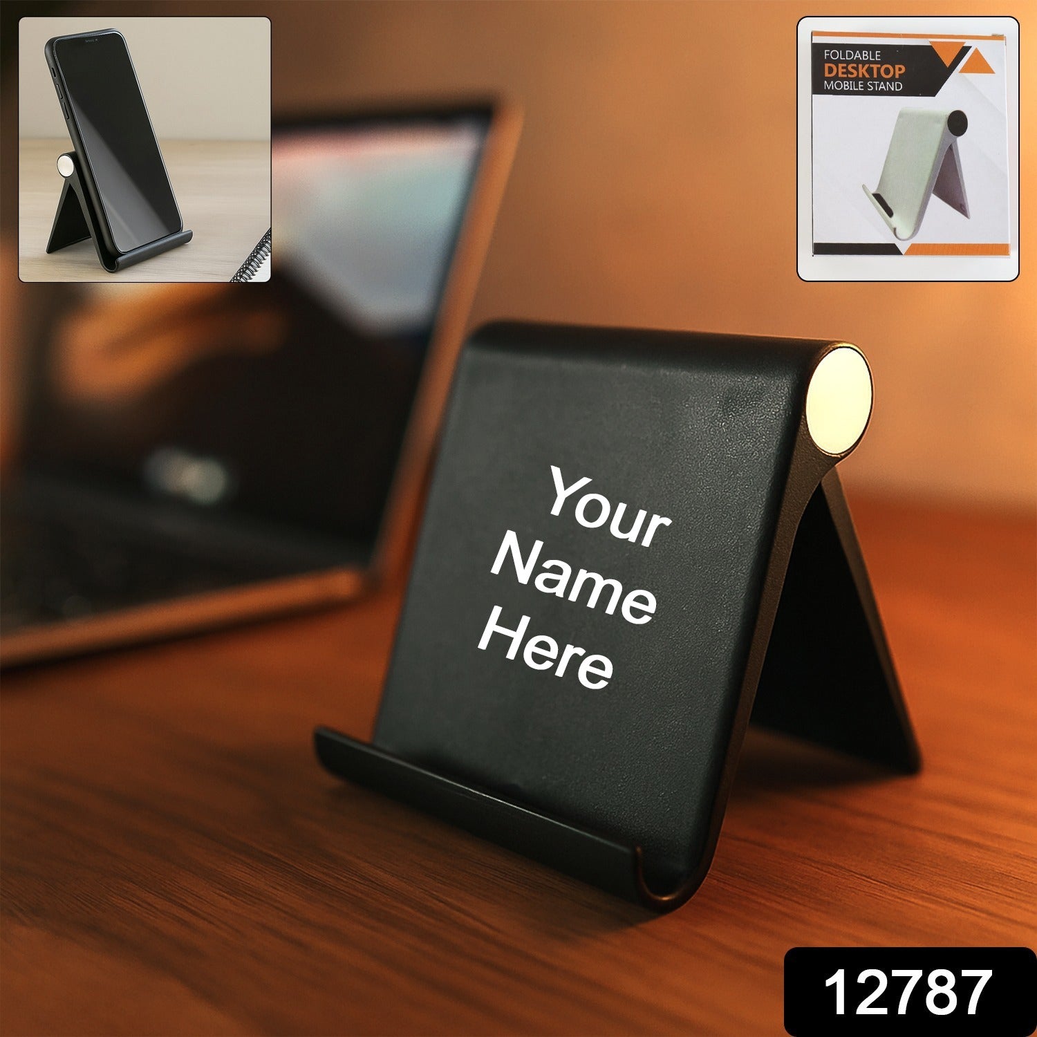 Custom Plastic Foldable Desktop Mobile Stand (1 Pc / Black)