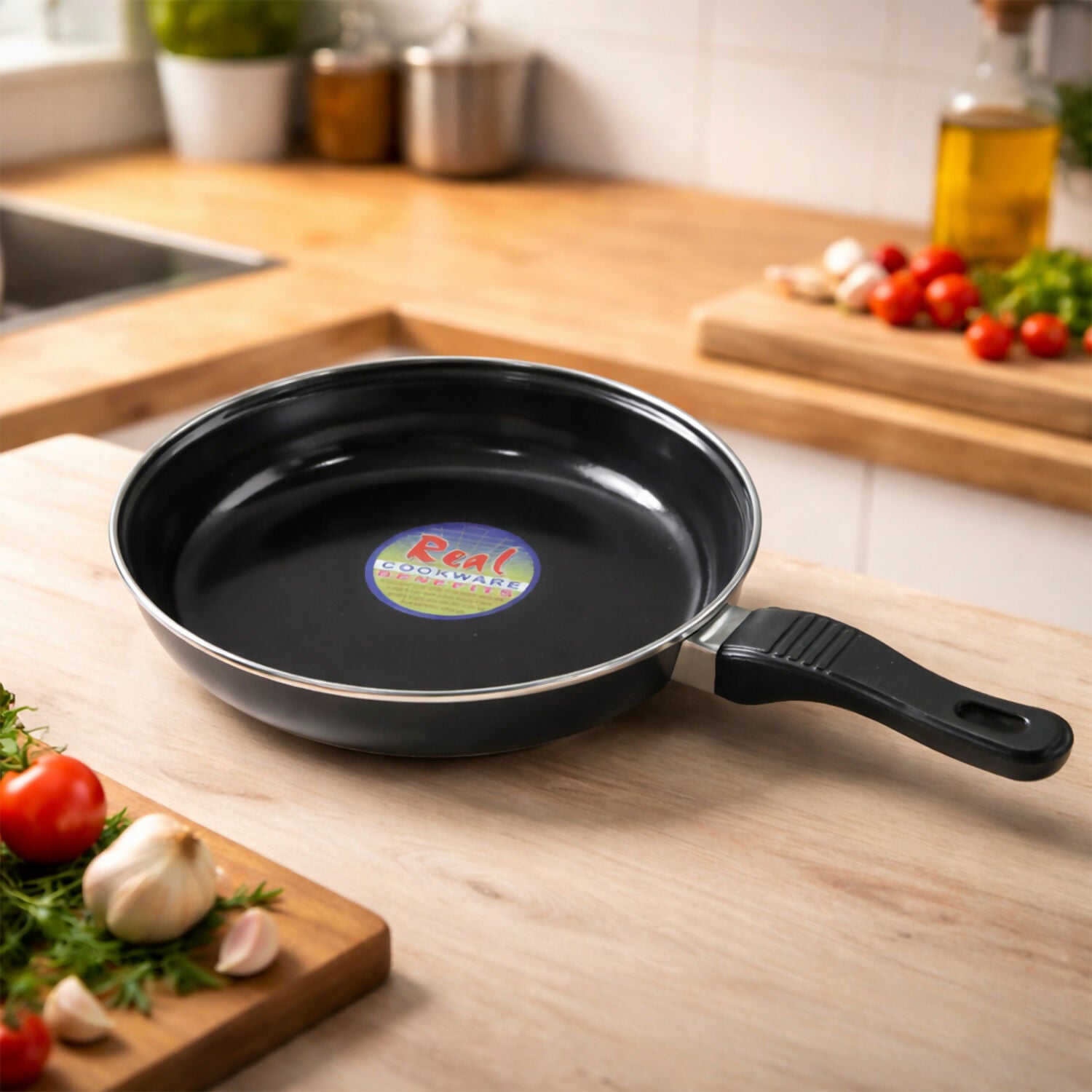 Hard Anodized Cookware Set Kadhai Fry Pan Tadka Pan Heavy Duty Kitchen Set (3 Pc)