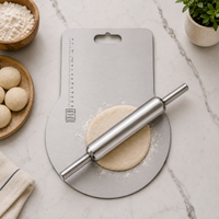 Stainless Steel Chopping Board with Rolling Pin for Roti Chapati Dough and Baking