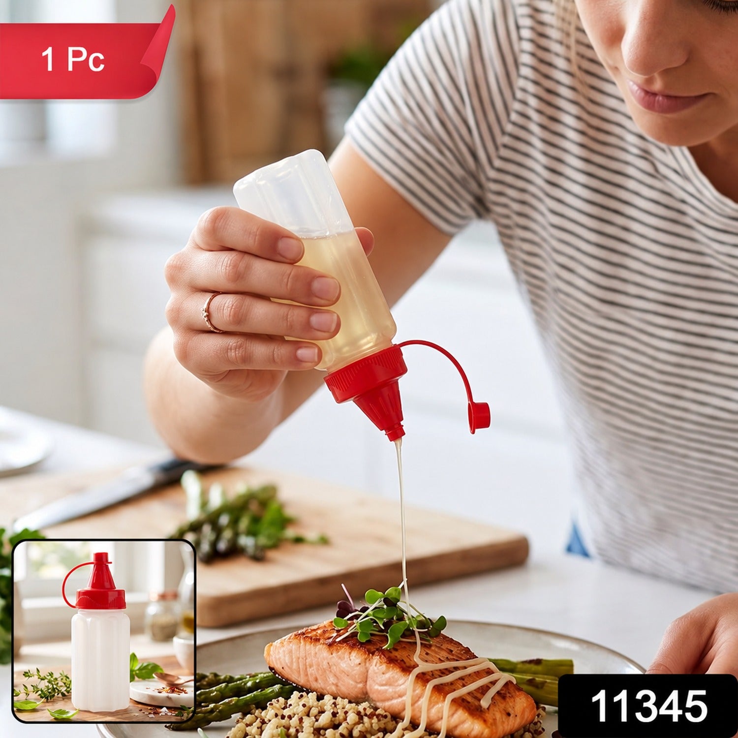 Reusable Plastic Squeeze Dispensing Bottle for Sauces and Condiments (1 Piece)