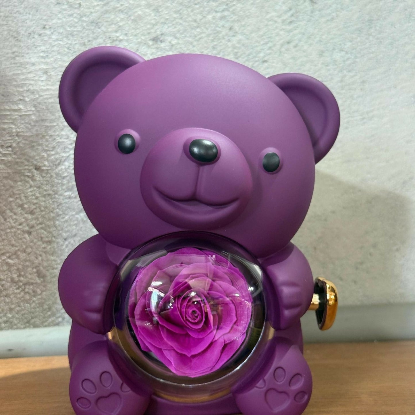 Purple Teddy Bear With Eternal Rose Gift Box | Romantic Love Gift for Her & Couples