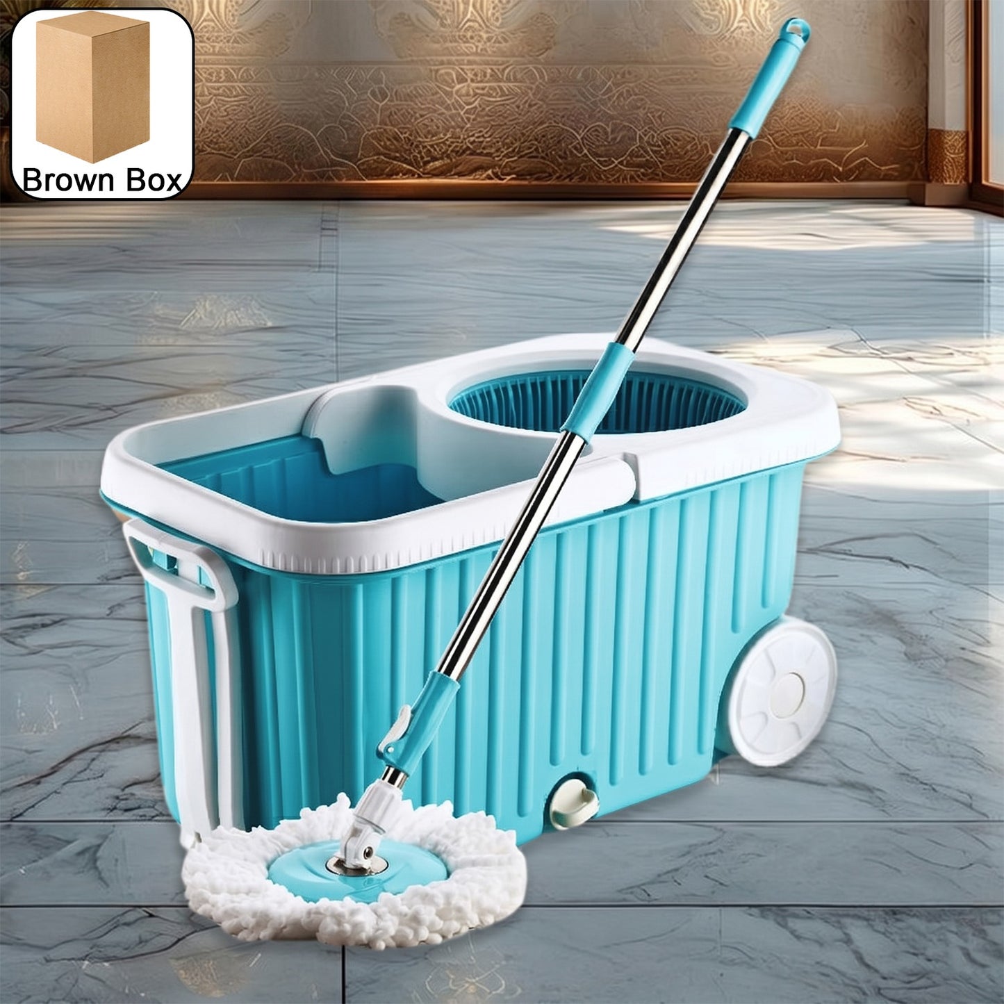 Apex Magic 360° Spin Mop with stainless steel spinner and bucket