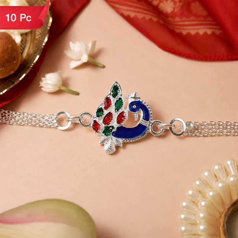 Peacock Design Rakhi, Traditional Elegance for Raksha Bandhan (10pcs)