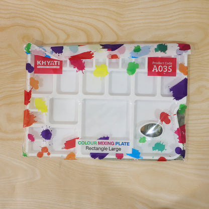 Large Rectangle Colour Mixing Plate Multi Well Paint Palette with Thumb Hole Grip