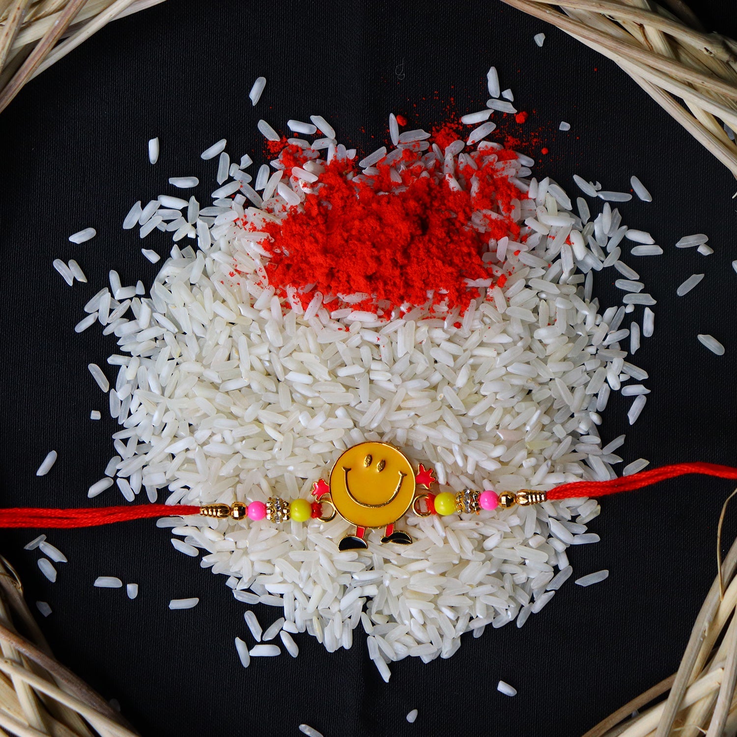 Smiley Kids Rakhi Colourful Beads & Playful Design for Raksha Bandhan (5pcs)
