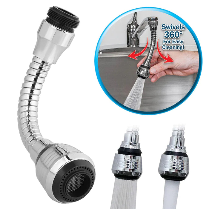 0527 Flexible 360 Degree Stainless Steel Faucet Turbo Flex Sprayer Water Extender for Easy Clean Sink Water Saving Extension Jet Stream Spray Setting Faucet for Kitchen / Bathroom
