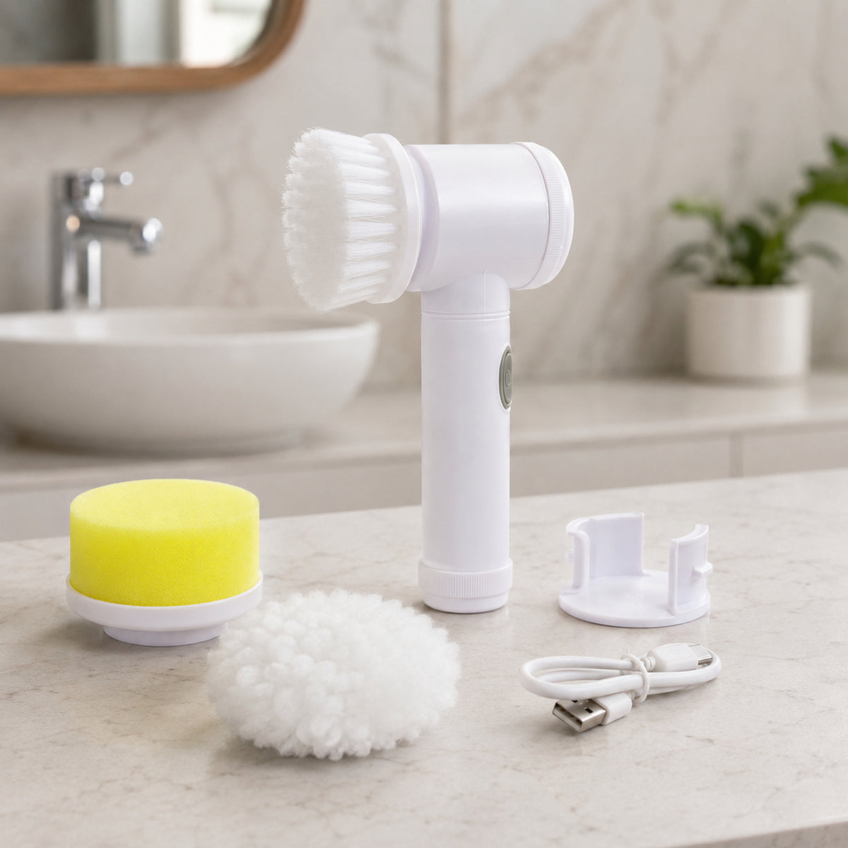 5 in 1 Electric Cleaning Brush Rechargeable Spin Scrubber for Bathroom (1 Set)