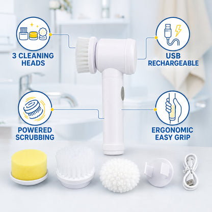 5 in 1 Electric Cleaning Brush Rechargeable Spin Scrubber for Bathroom (1 Set)