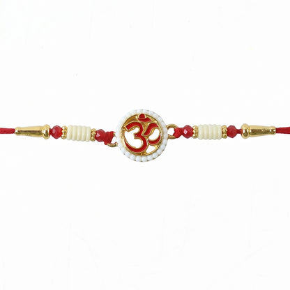 Traditional Rakhi with OM centerpiece and decorative beads