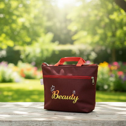 Stylish Denim Shopping Bag with Green Handles – “Beauty” Tote