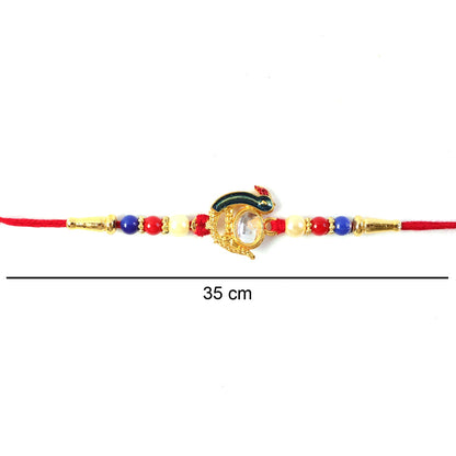 Elegant Stone Studs Rakhi Traditional Beaded Brother Gift (10pcs)
