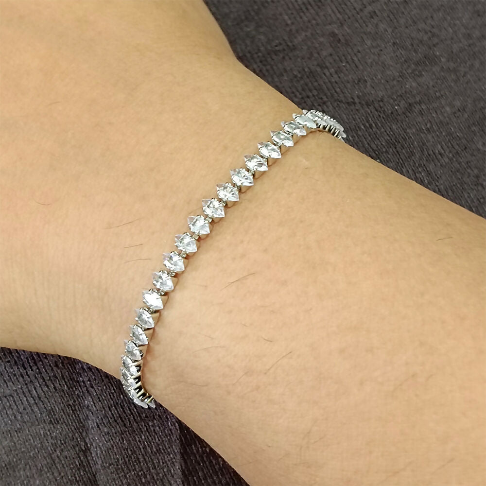 Silver Plated Ad Stone Chain Bracelet