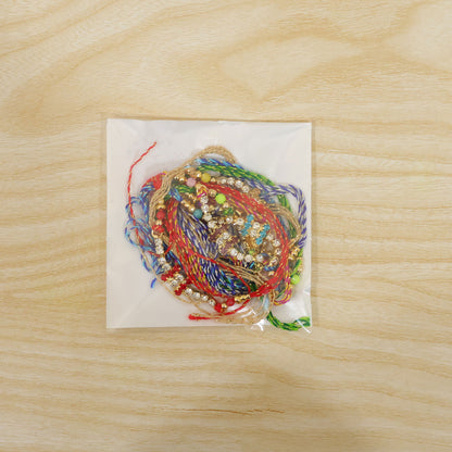 Compact Twin Bar Stone Rakhi in Mix Colour Threads (Pack of 6)