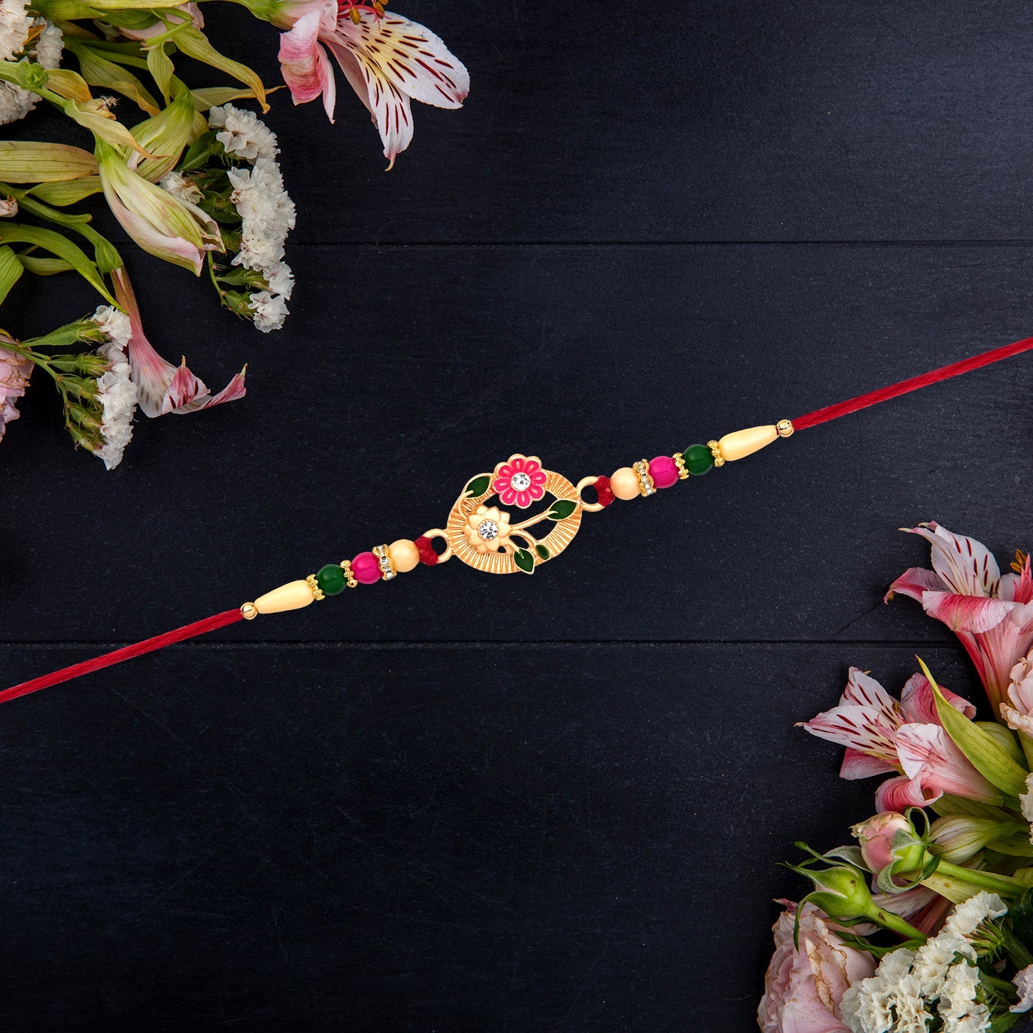 Flower Motif Rakhi Festive Design for Brothers (5pcs)