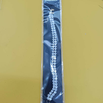 Silver Plated Ad Stone Double Line Bracelet