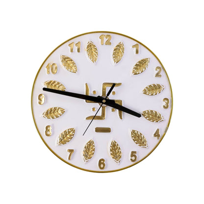 Side view of elegant silver resin Swastik wall clock