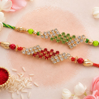 Diamond Lattice Stone Rakhi for Brother Gifting (Pack of 6)