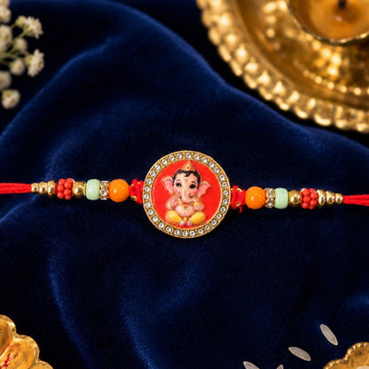 Ganesha Rakhi for Brother - Designer Raksha Bandhan Thread (10pcs)