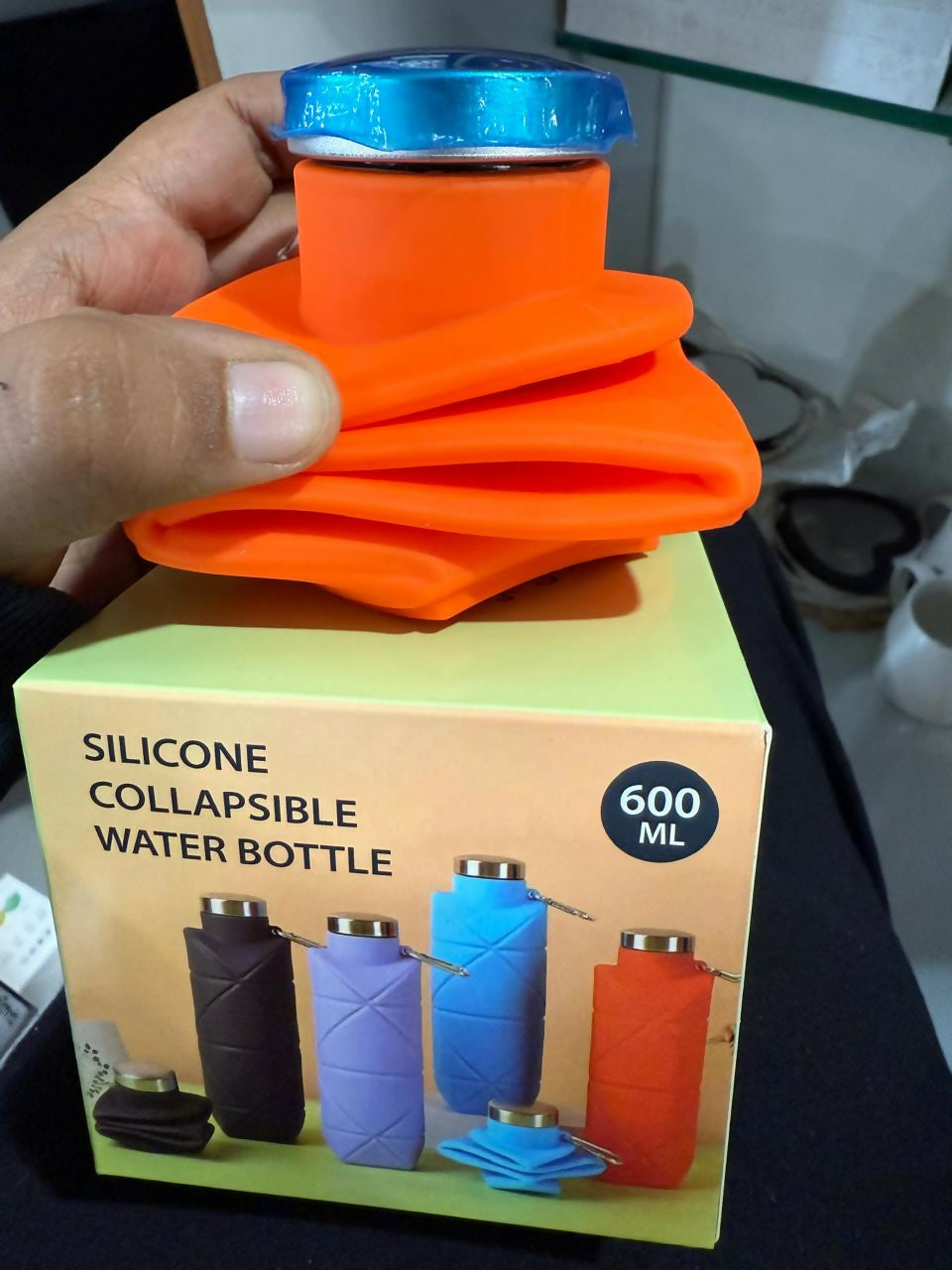 Silicone Collapsible Water Bottle 600ml | BPA Free Foldable Travel Bottle