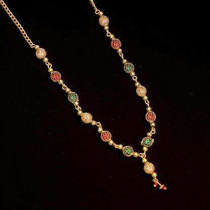 Rose Gold-Toned Pave AD Tassel Choker Set