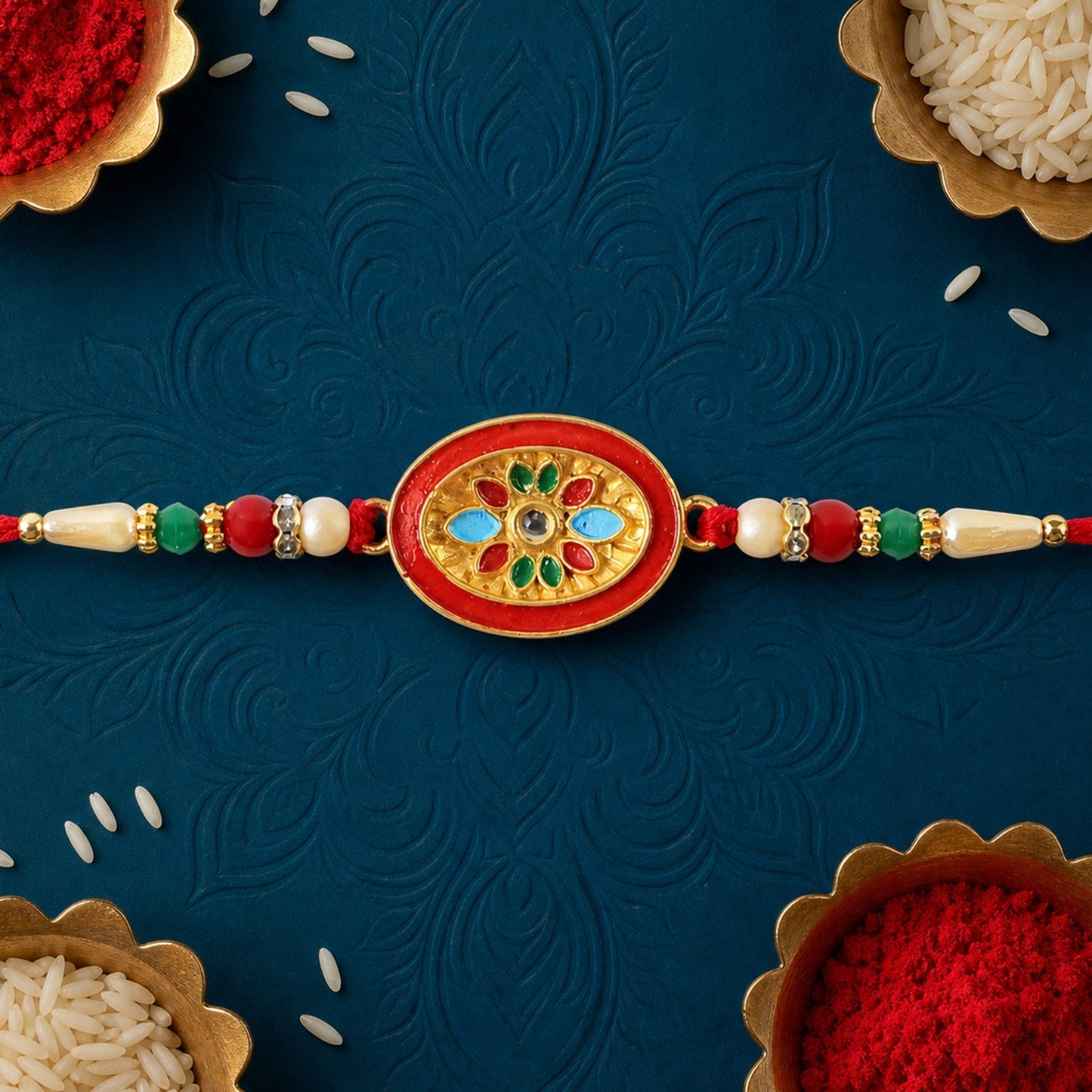 Stylish Pattern Designer Rakhi with Beads for Raksha Bandhan (5pcs)