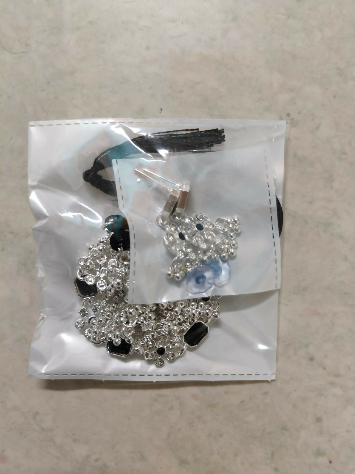 Striking Oxidized Silver-Toned Choker Set with Black Stones