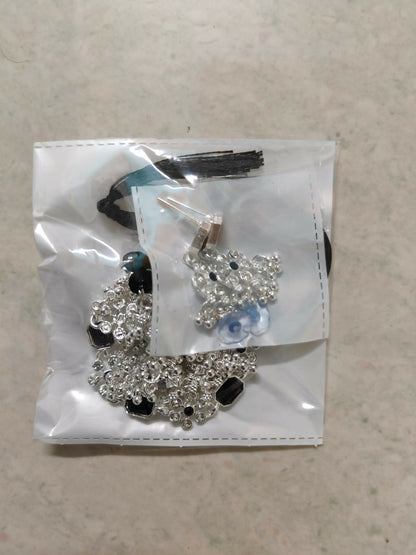 Striking Oxidized Silver-Toned Choker Set with Black Stones