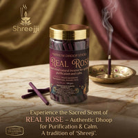 Real Rose Premium Dhoop Sticks Natural Incense Sticks for Spiritual Relaxation & Long Lasting Fragrance (100Gm)