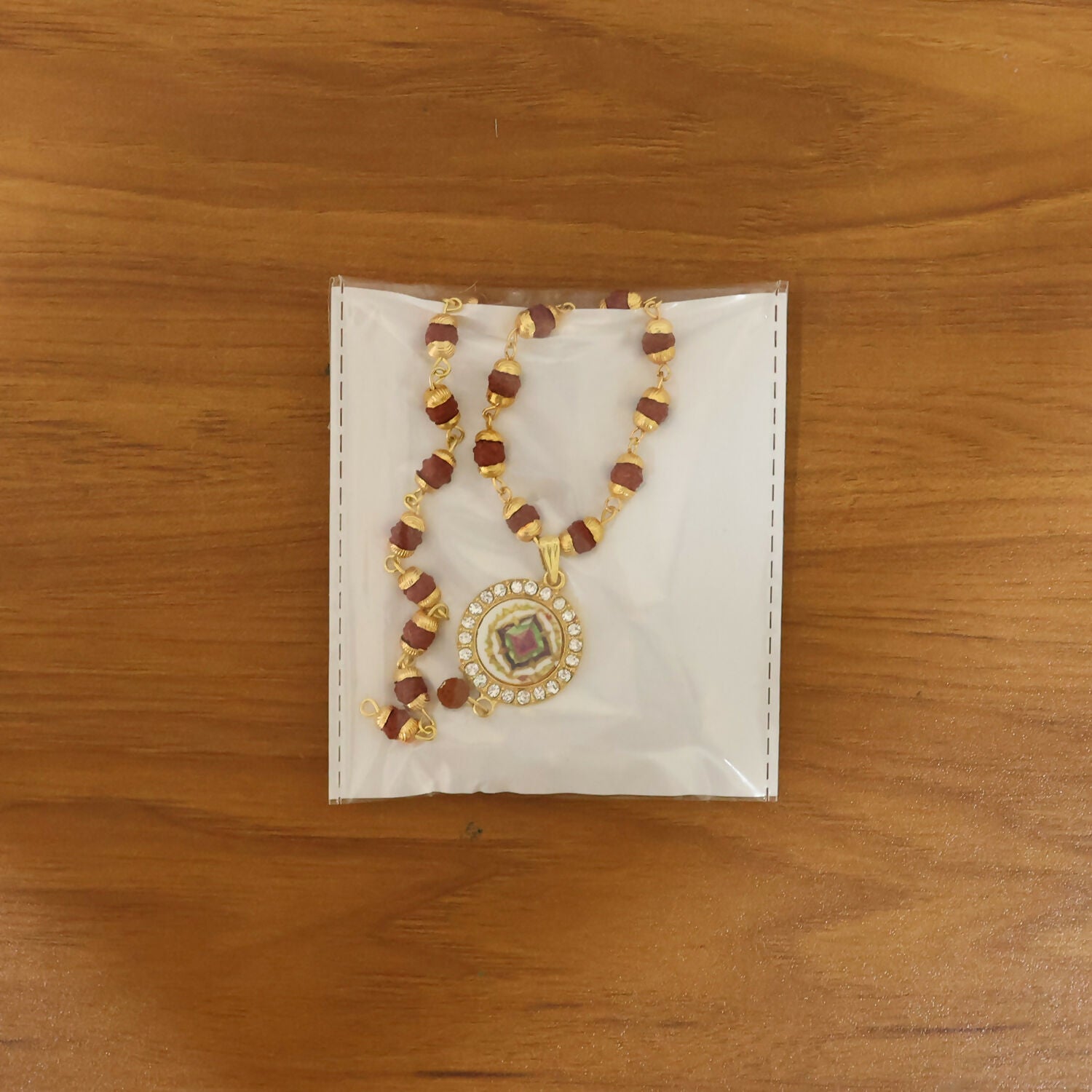 Rudraksha Gold Necklace & Bracelet Set with Designer Pendant