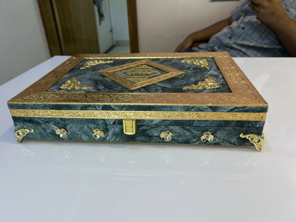 Premium velvet wedding invitation box with music and light feature for Haldi Mehendi Shaadi
