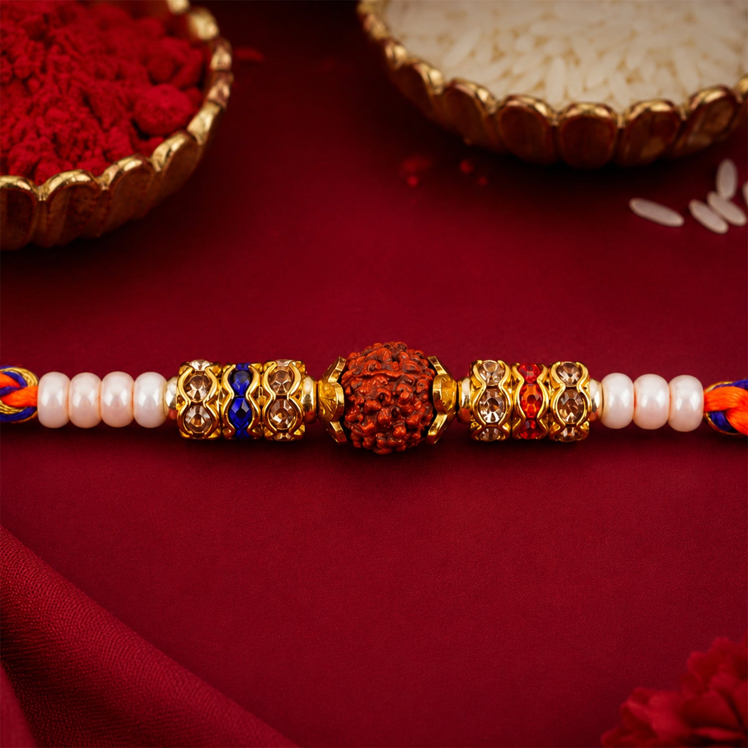 American Diamond Style Rakhi with Sparkling Stone Centre and Elegant Festive Shine