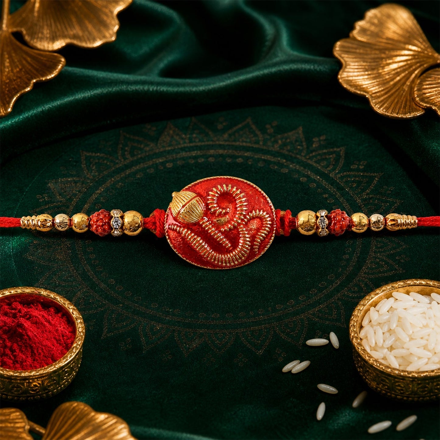 Om Motif Designer Rakhi with Beads for Raksha Bandhan (10pcs)