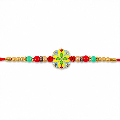 Meenakari Rakhi for Brother Floral Stone Studded Design (5pcs)