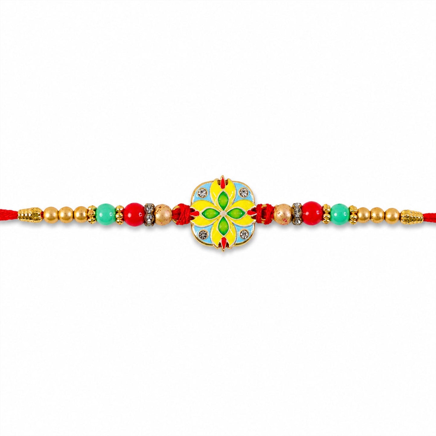Meenakari Rakhi for Brother Floral Stone Studded Design (10pcs)