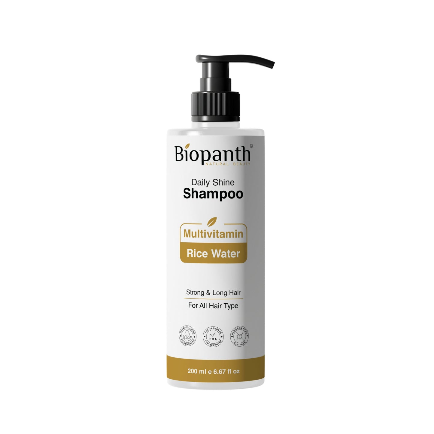 Bottle of Multivitamin & Rice Water Daily Shine Shampoo with herbal ingredients