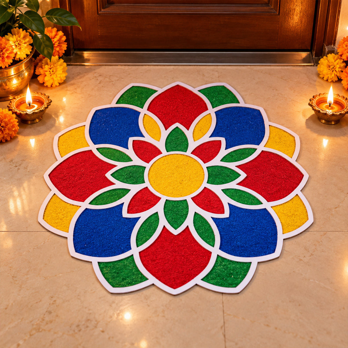 Large Flower Rangoli Stencil for Diwali Decoration, Puja and Festive Floor Art