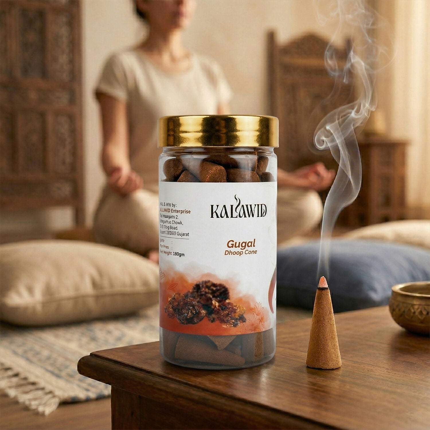 Gugal Dhoop Cone Jar for Long Lasting Fragrance & Daily Spiritual Use (100 Gm)