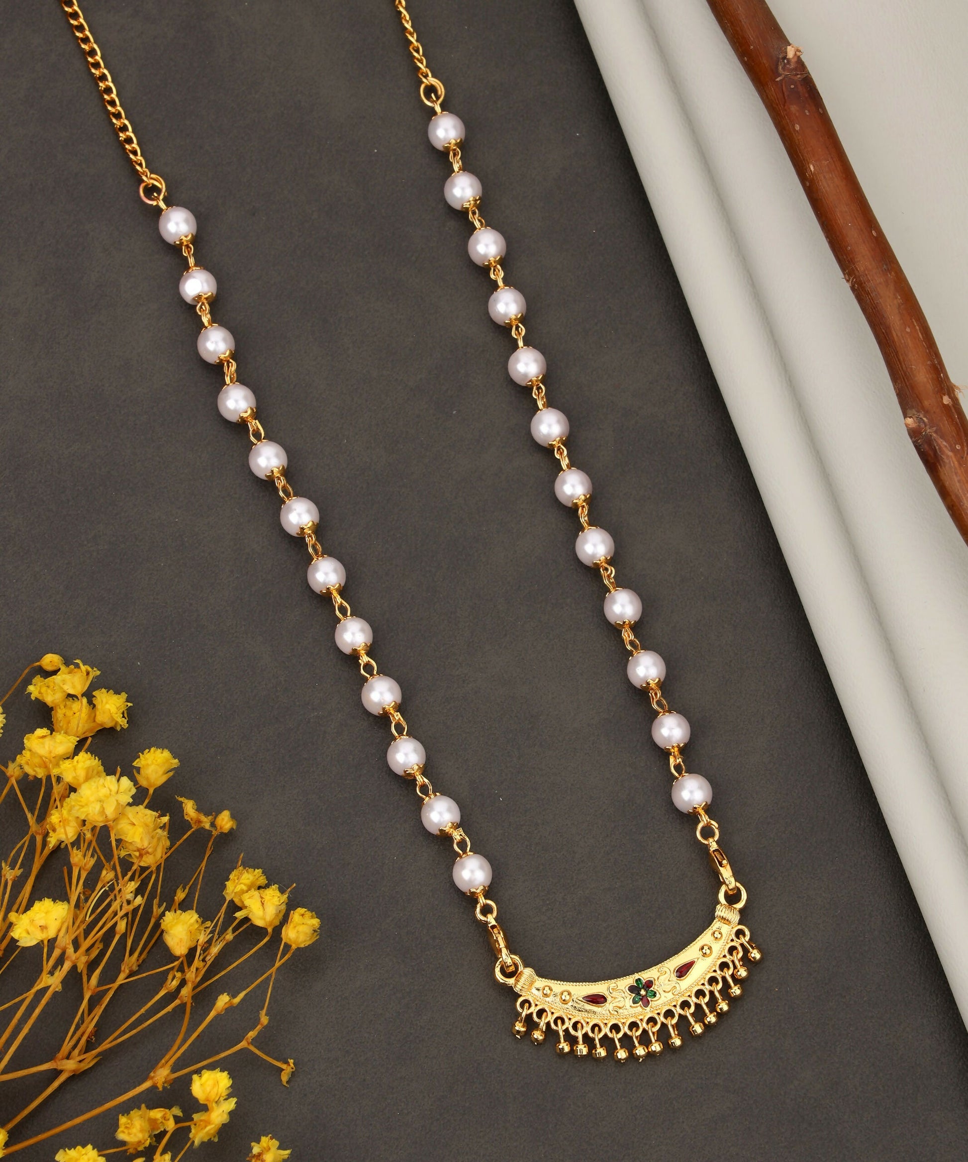 Romantic Gold Ruby Green Mina Work Crystal Heart Necklace Set