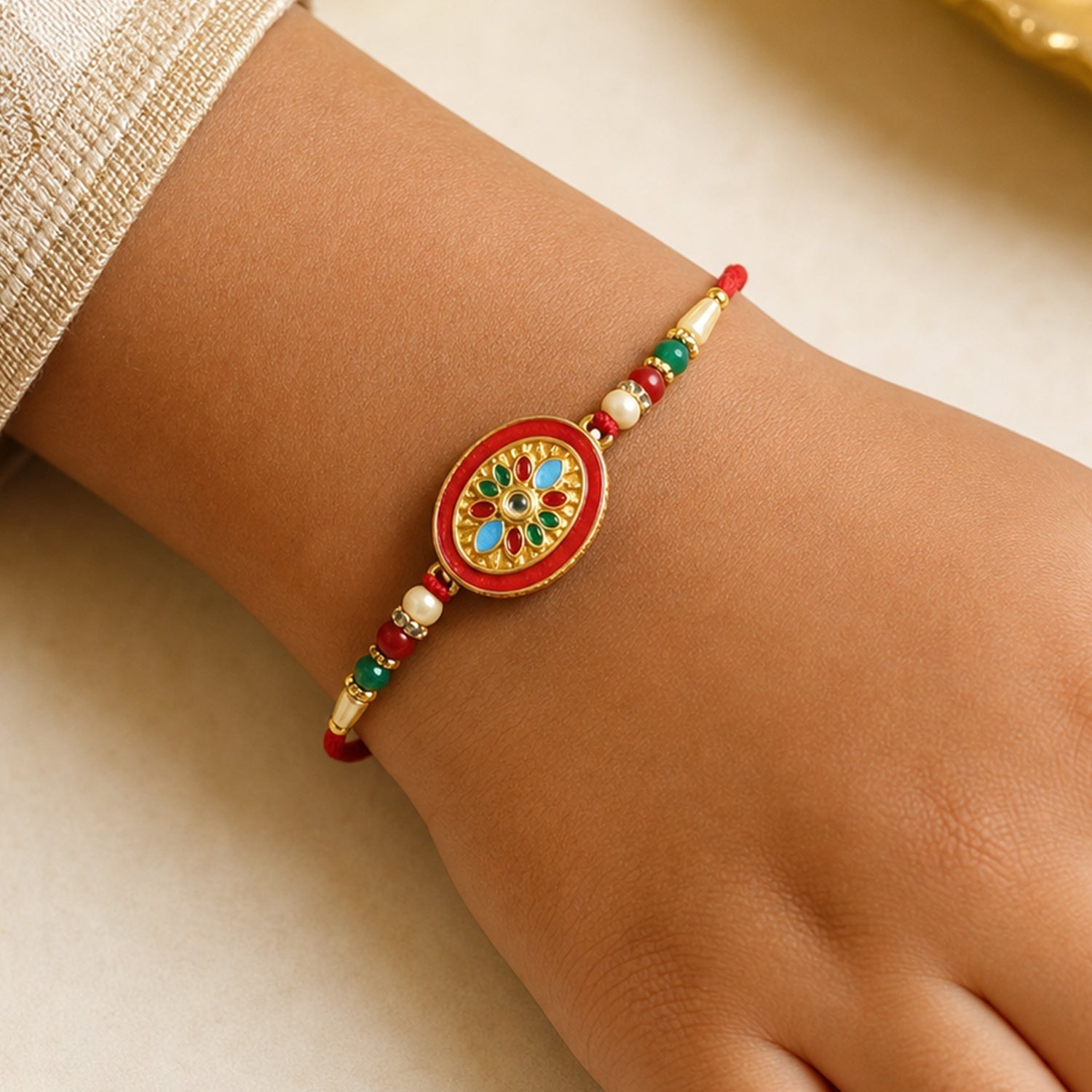 Stylish Pattern Designer Rakhi with Beads for Raksha Bandhan (5pcs)