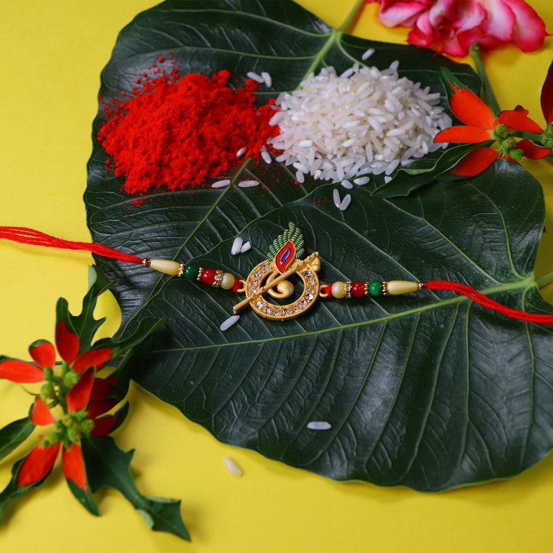 periapt Designer Rakhi Gift Set with Roli Chawal, Greeting Card & Coin | Assorted Rakhi