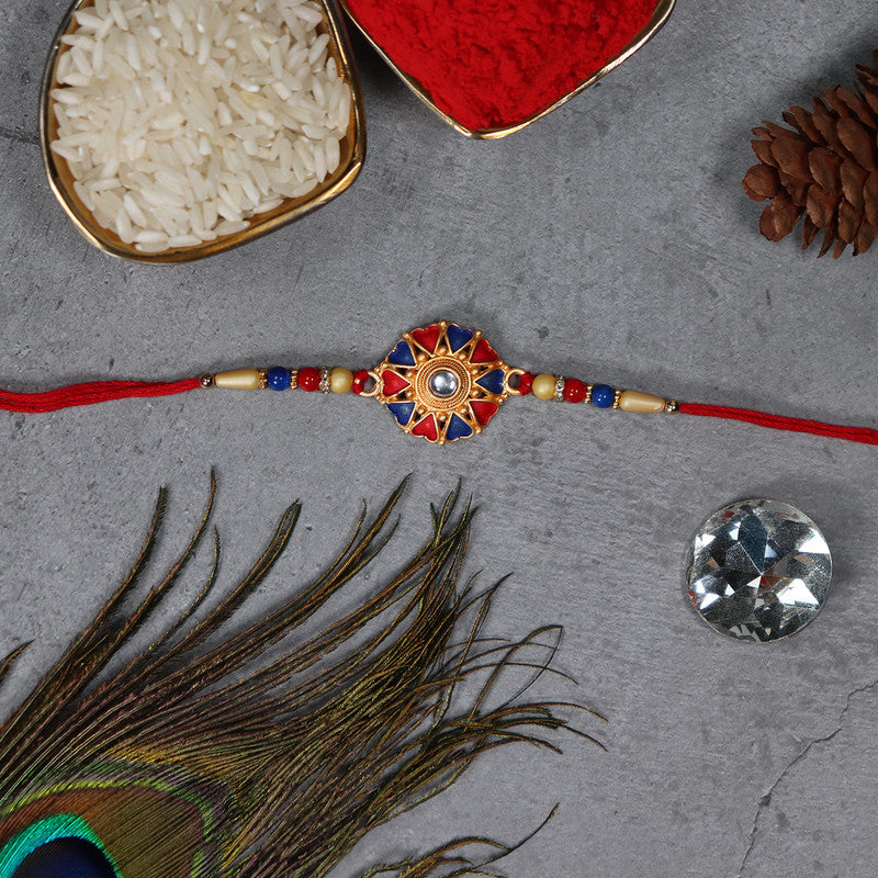 periapt Designer Rakhi Combo Gift For Brother | Coin | Roli & Chawal | Greeting Card