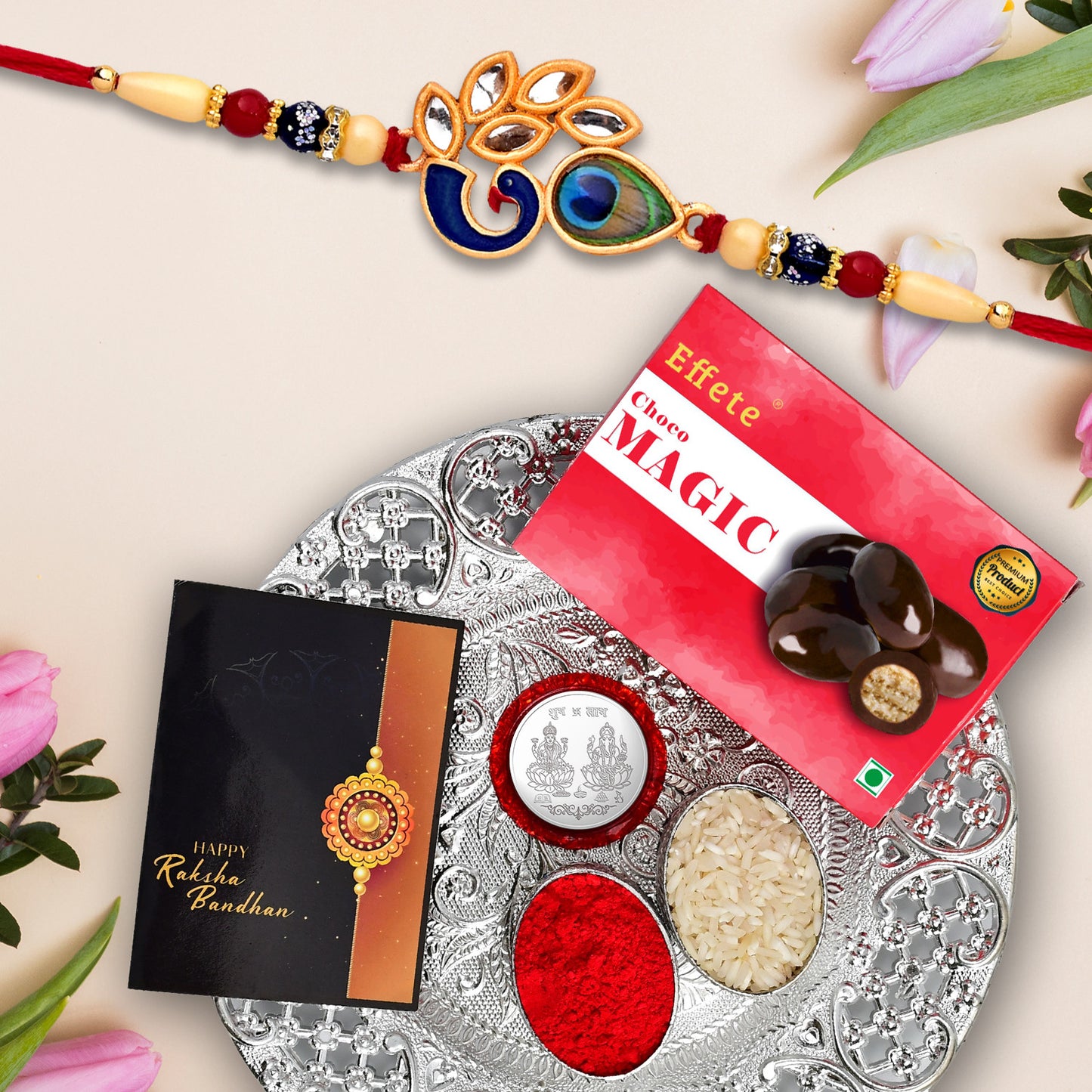 rakhi combo with pooja thali