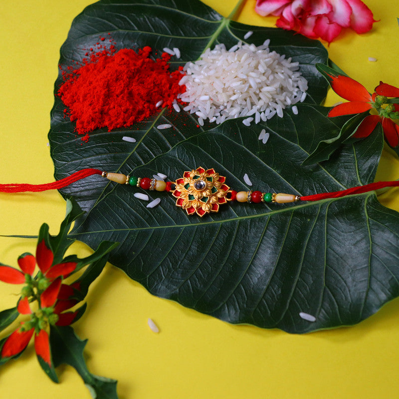 periapt Designer Rakhi Combo Gift For Brother | Coin | Roli & Chawal | Greeting Card