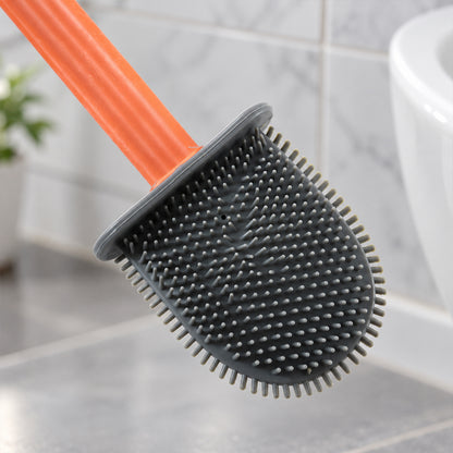 Flat head toilet cleaning brush with long handle and wall hook 04